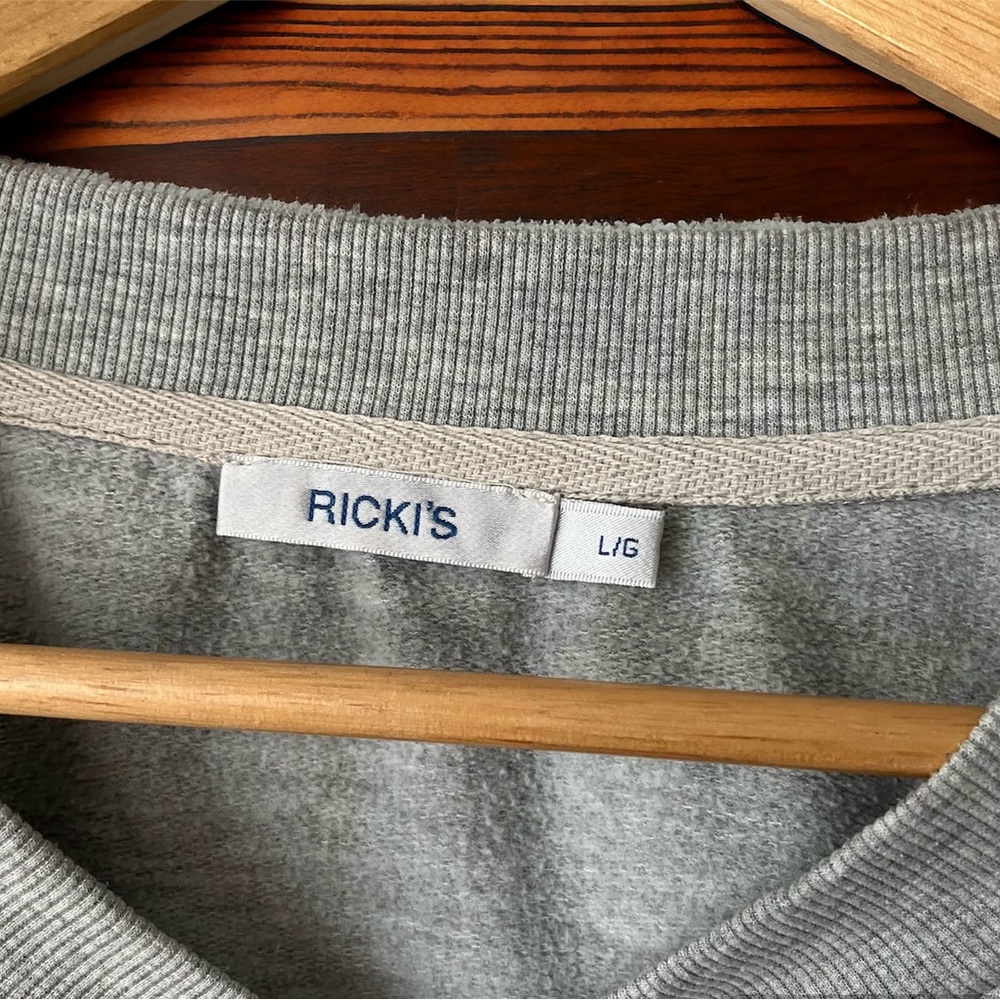 2/$35 Ricki's Gray & White Crew Neck Polka Dot Long Sleeved Sweatshirt Large - Picture 3 of 5